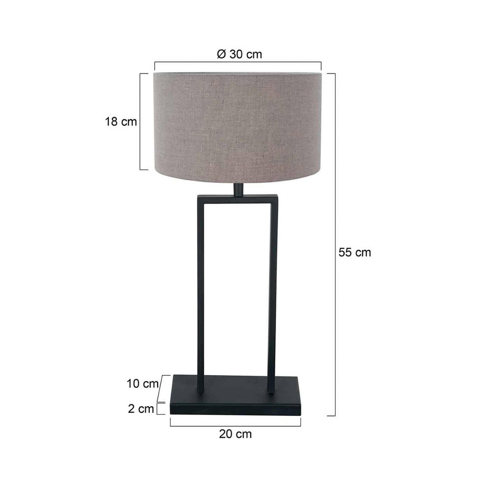 Steinhauer Lampe à poser Stang 3860ZW, noir/lin couleur terre, H. 55 cm