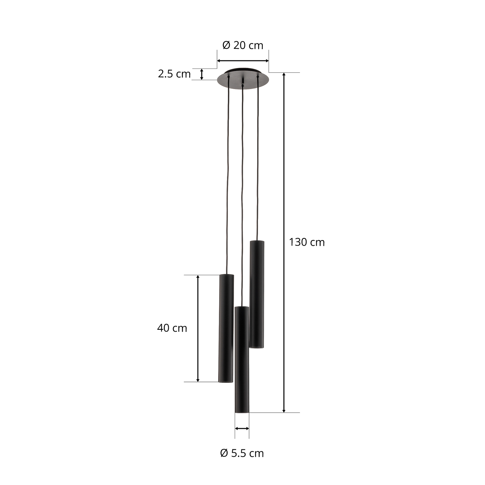 Suspension Eye L, noir, à 3 lampes