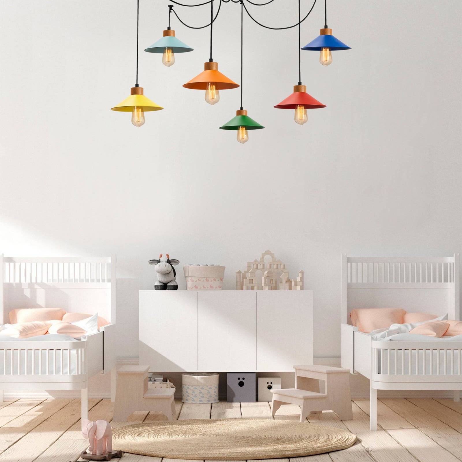 Hängeleuchte Manavgat, 6-flammig, Multicolour, Länge 144 cm günstig online kaufen