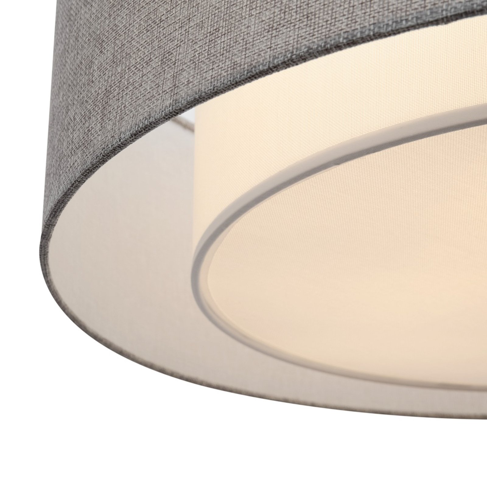 Maytoni Bergamo ceiling light, grey/white, linen, Ø 52 cm