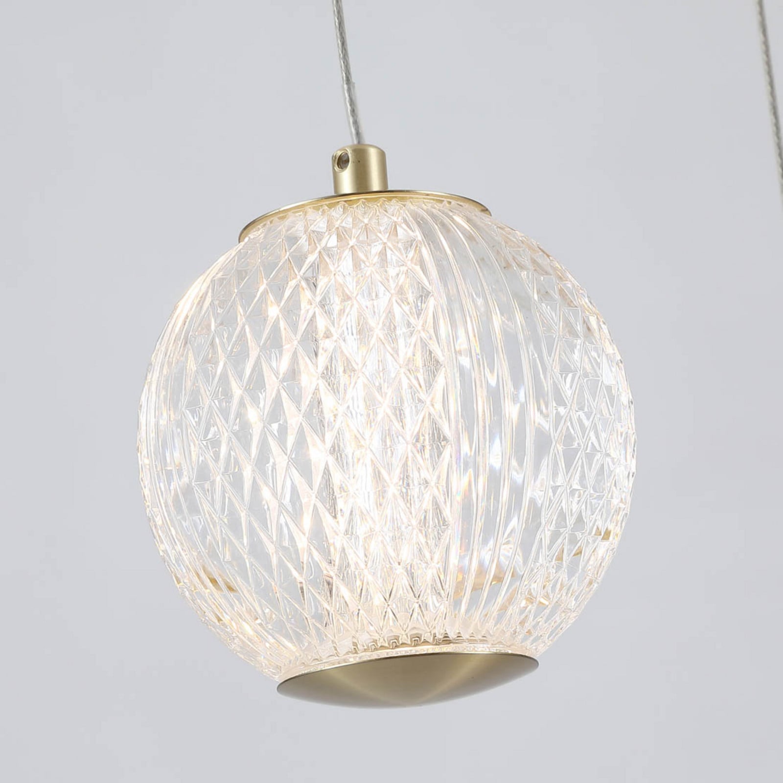 Searchlight Lampă suspendată LED Allure 5 becuri rotundă culoare alamă acrilic - Camera de zi / sufragerie - alamă transparent - Metal