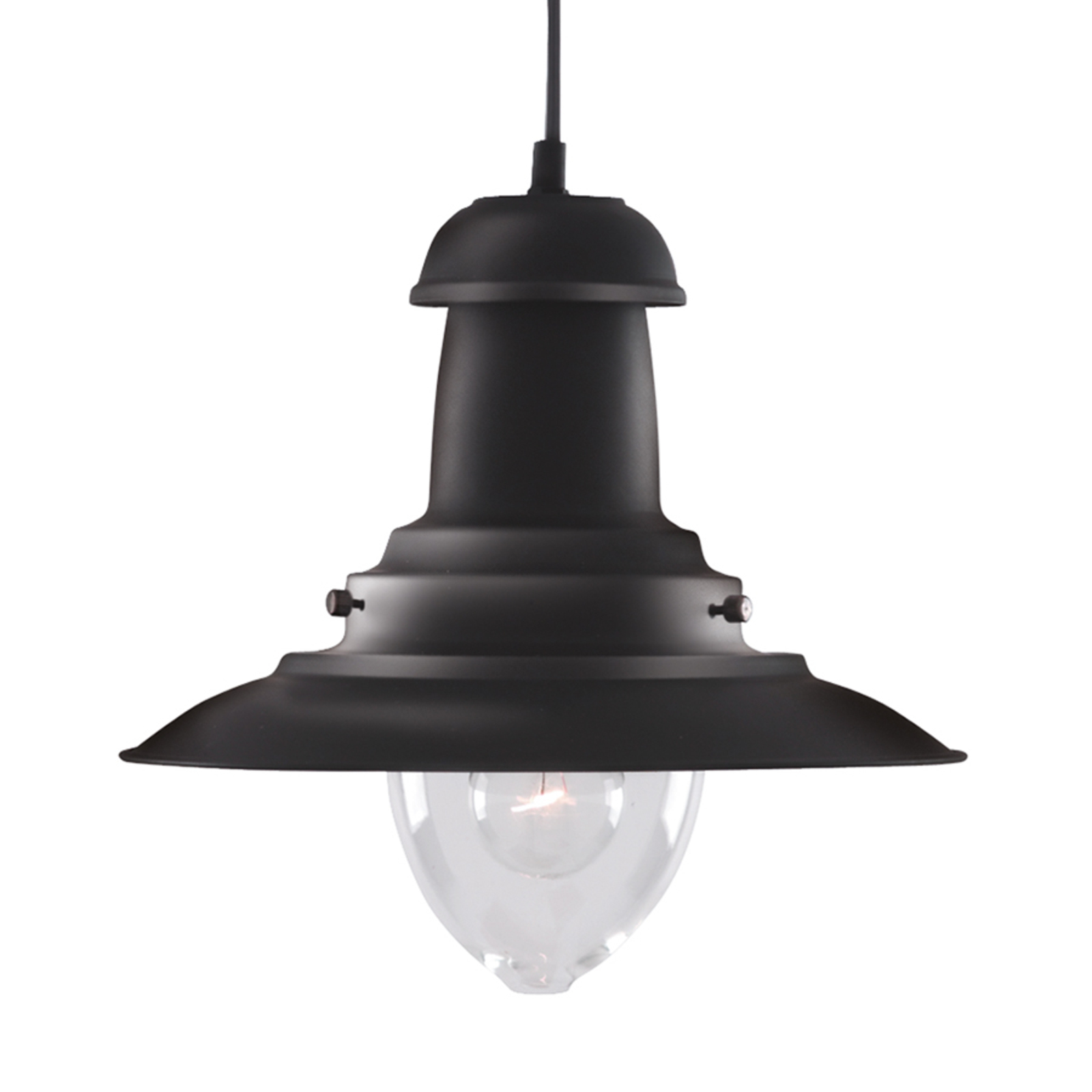 Searchlight Maritime Fisherman pendant lamp, black, for Living / Dining Room, metal, glass, E27, 60 W, energy efficiency: A++, H: 31 cm