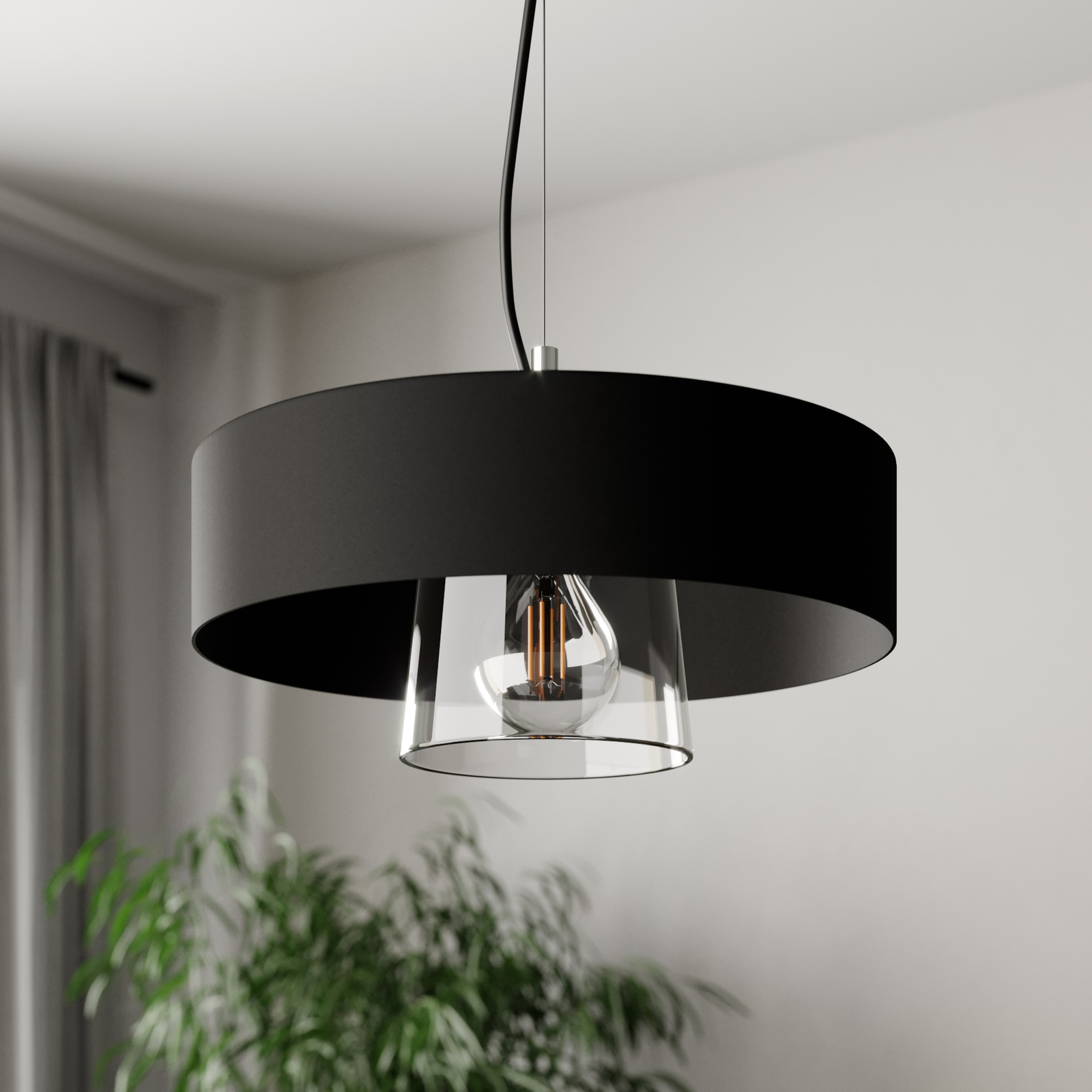 Babilon hanging light with double lampshade