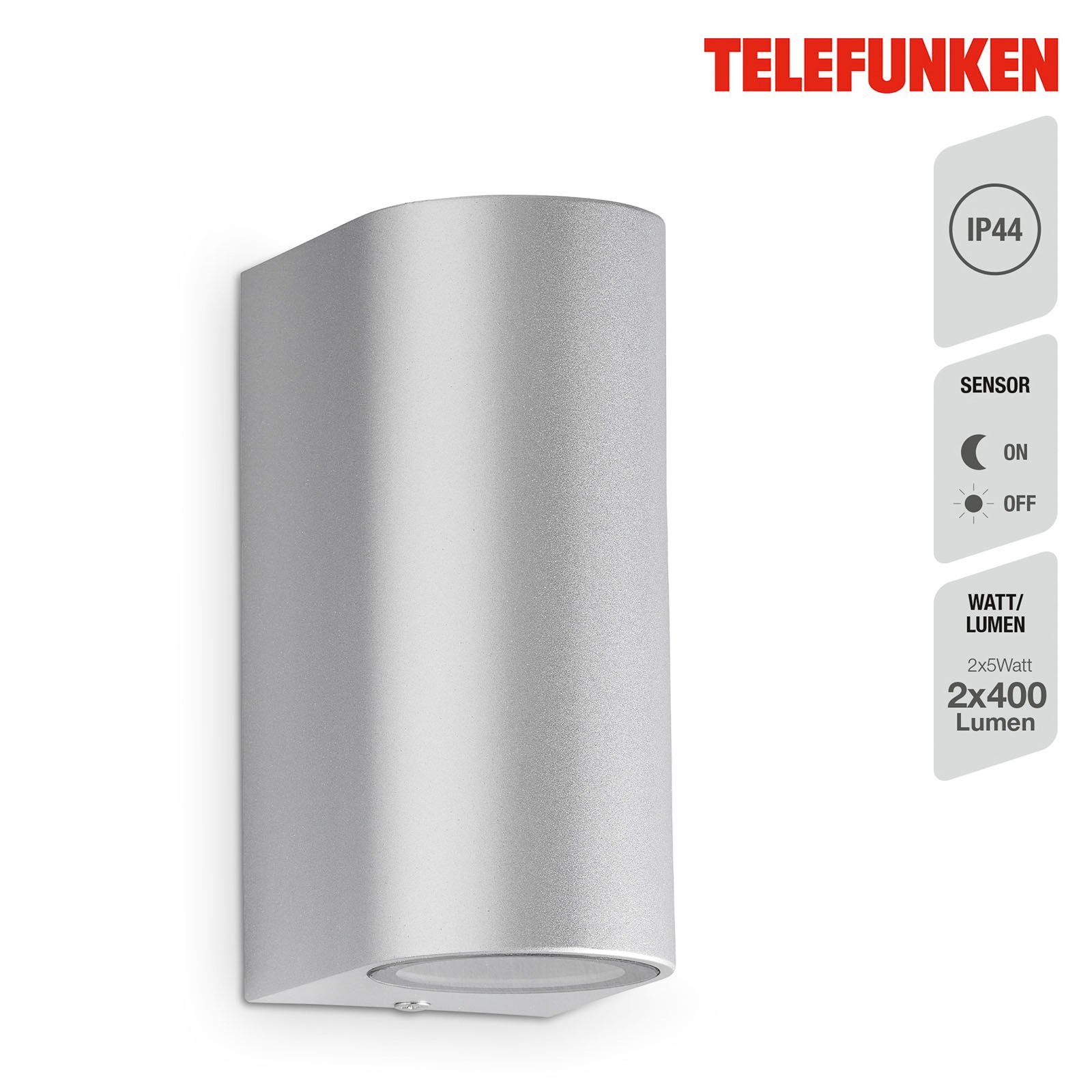 Telefunken Carpi aplique LED de exterior, plata