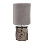 Lampa stołowa Nyssa, szara, tekstylia/metal, 28 cm, E27