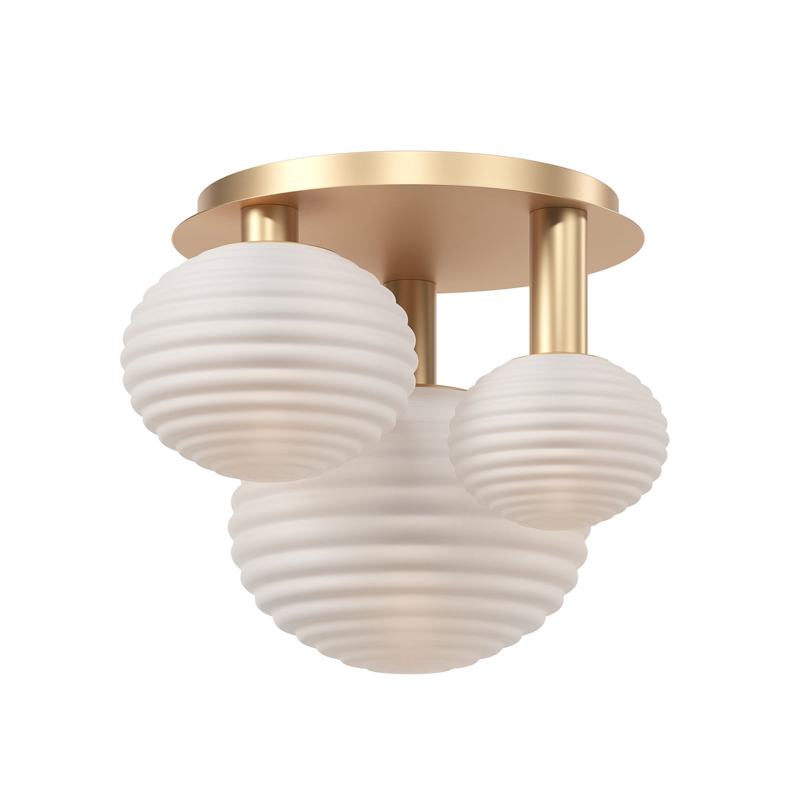 Maytoni ceiling light Reels, 3-bulb, gold coloured / white, glass