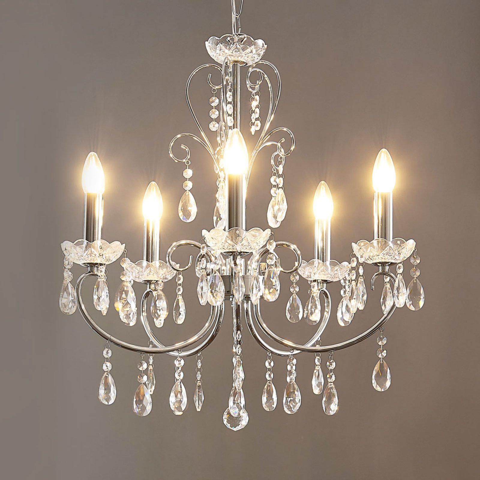 Solveig 5 Závěsné Světlo Chrome/Clear - Lucande