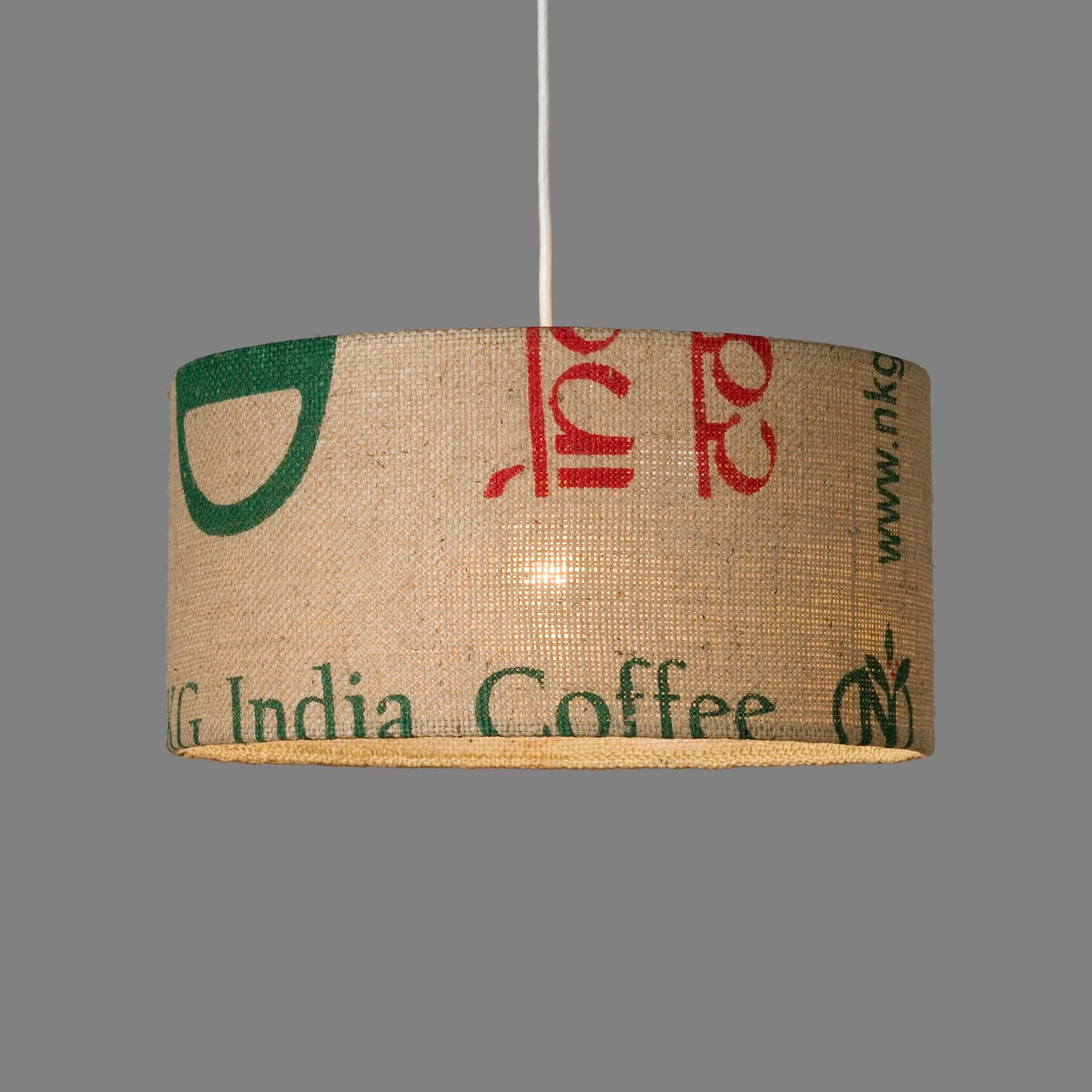 Lámpara colgante N°25 grano café saco de café yute