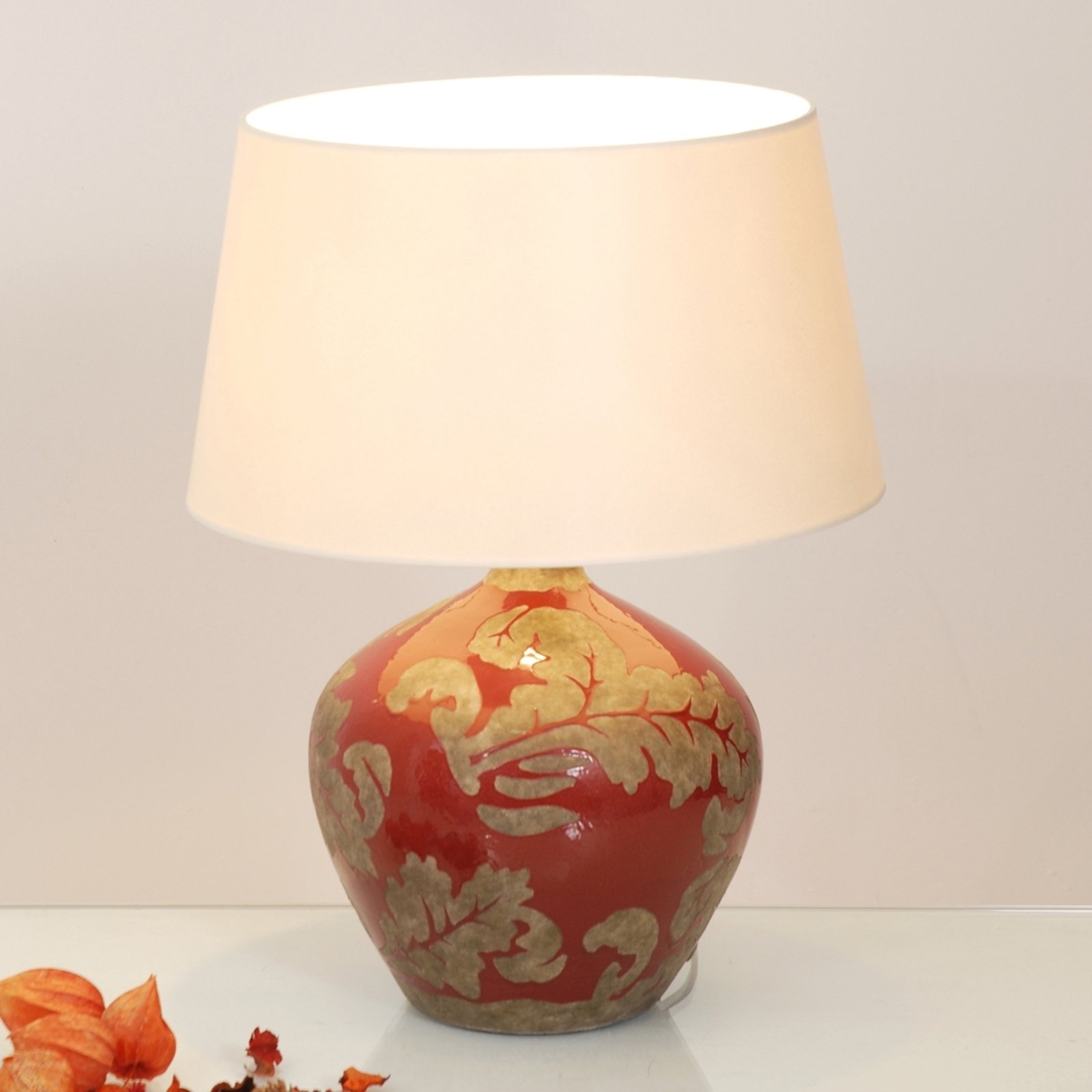 Lampada da tavolo Tolosa rotonda, 42 cm, rosso