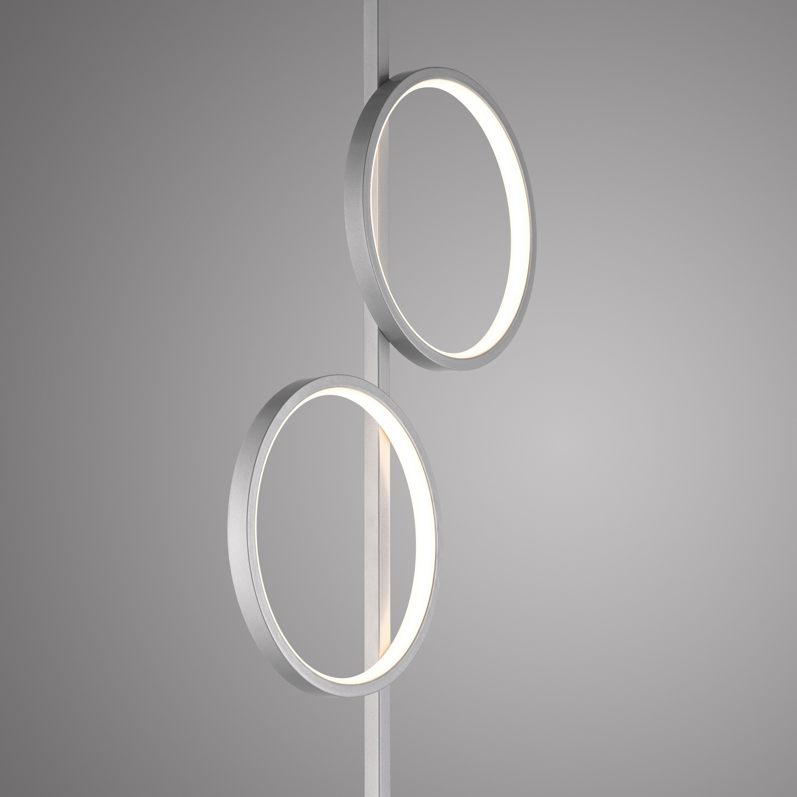 Lampadaire LED Mini-Ritus, argent, fer, 2 anneaux Lampadaire LED Mini-Ritus, argent, fer, 2 anneaux