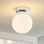 Lindby Tavino ceiling light, spherical shade, chrome