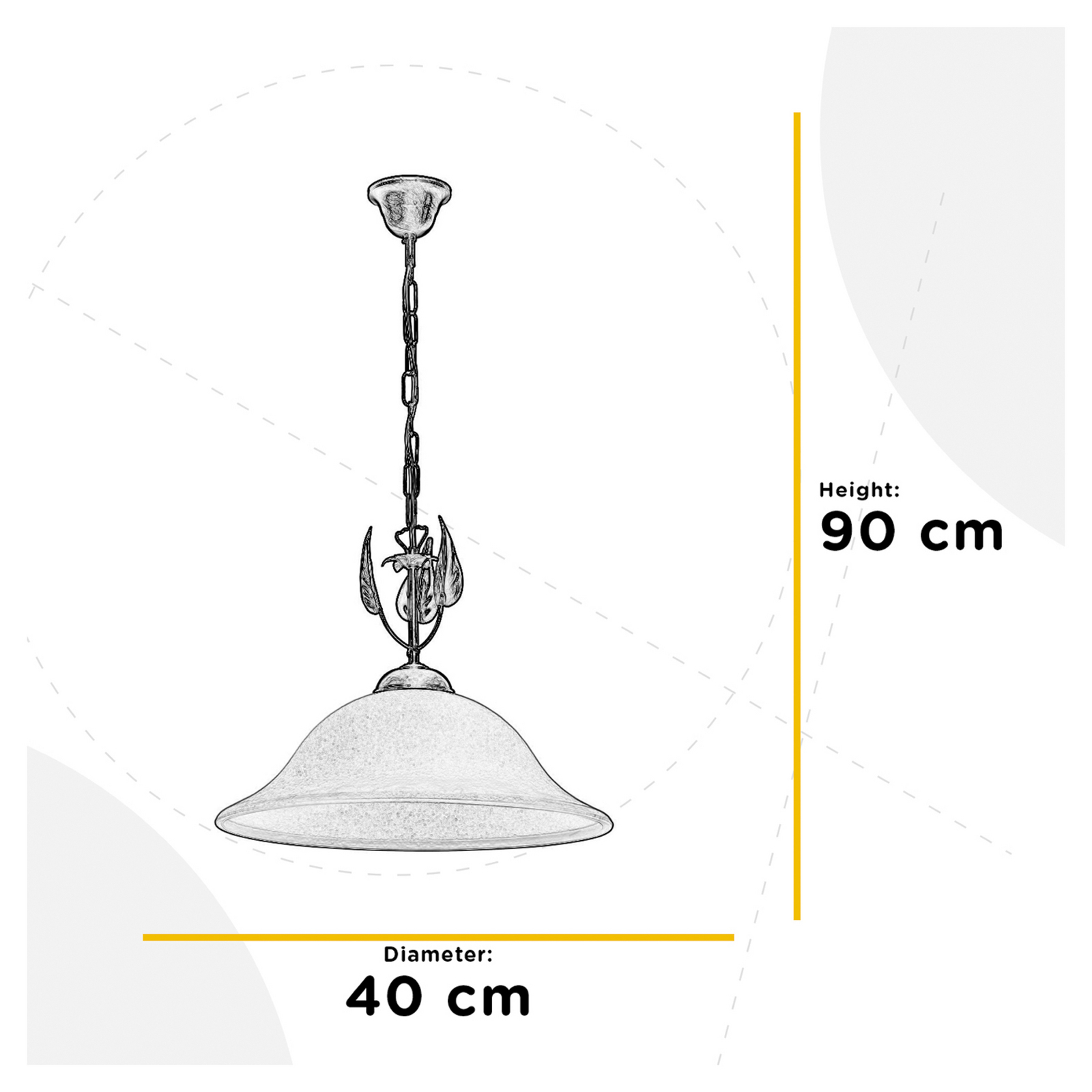 Mira rippvalgusti, Ø 40 cm, klaas, kreemi/pronksi värvi