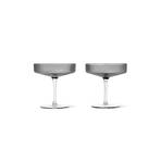 ferm LIVING Ripple champagnekom, grijs, 150 ml, glas, set van 2