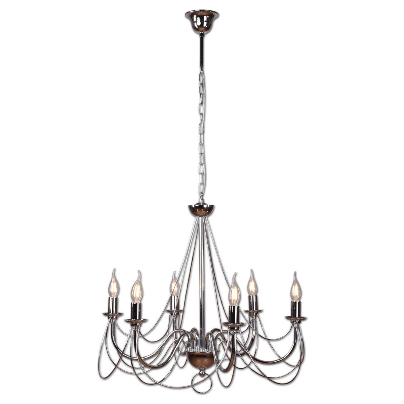 Kronleuchter Retro in Silber, 6fl. 120cm Abhängung günstig online kaufen