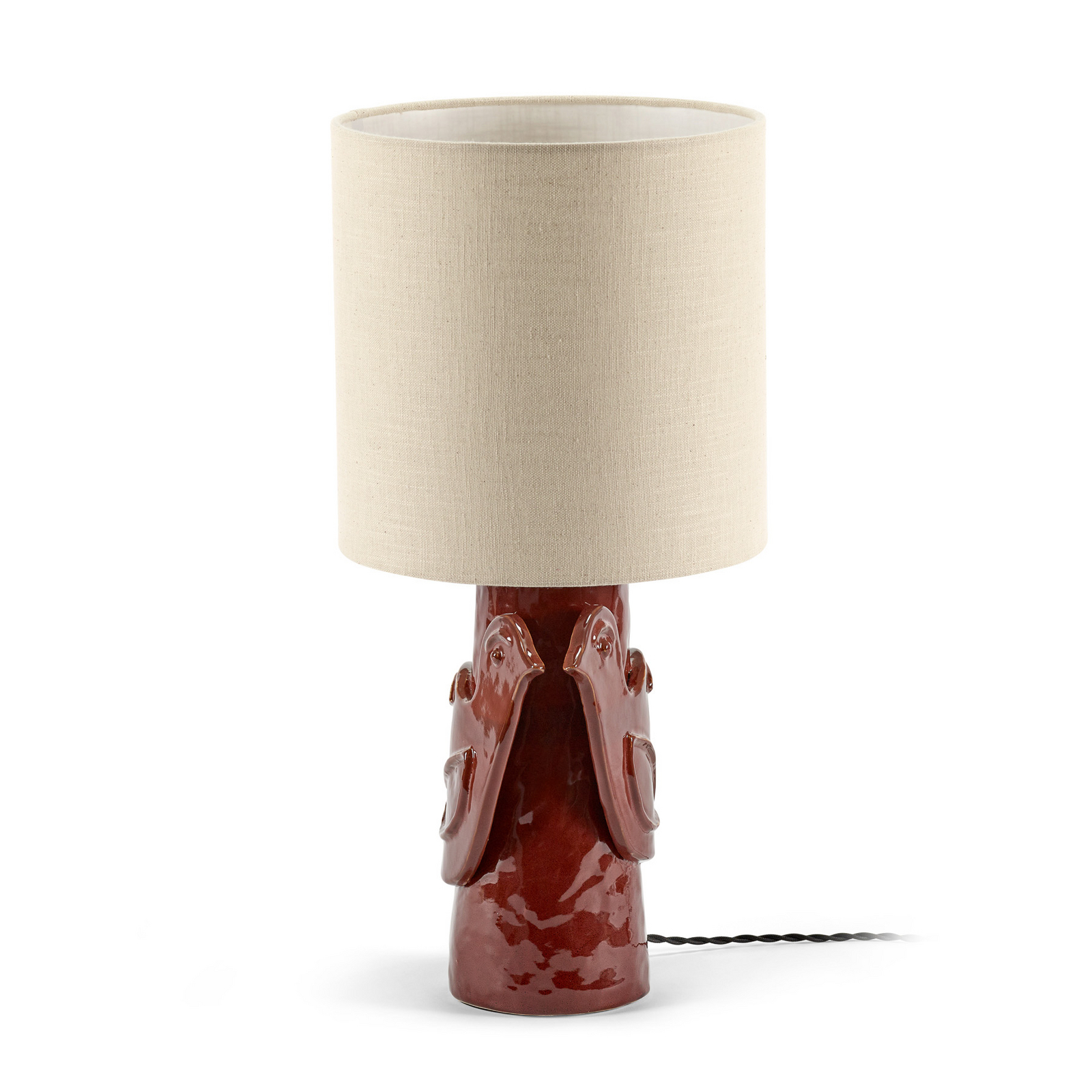 RØD/BEIGE PALOMA bordlampe, stentøj, hør, højde 52 cm, E27 – Serax