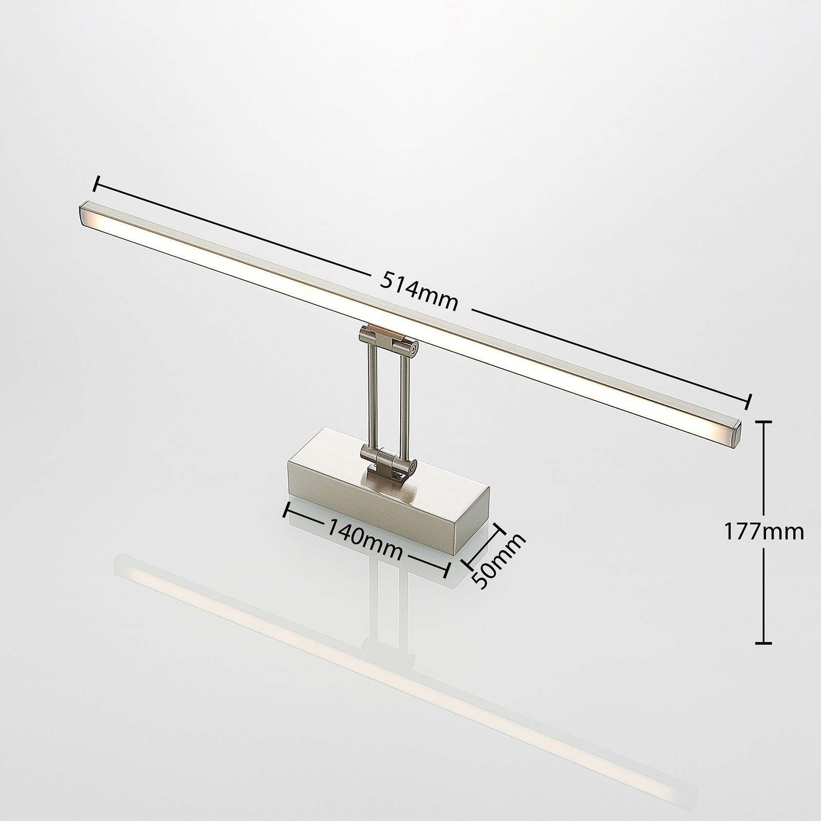 Lucande Thibaud LED-tavelbelysning, nickel 51,4 cm