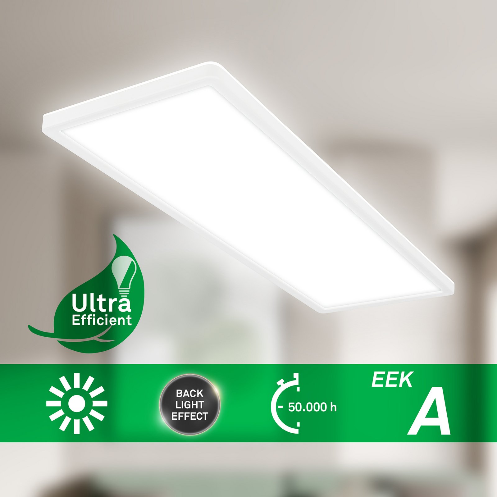 Lampa sufitowa LED Tava A, 58x20 cm, tworzywo sztuczne, biały