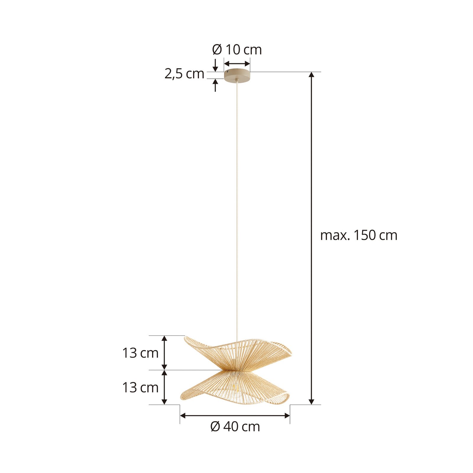 Lindby pendant light Valdorin, beige, paper, Ø 40 cm, E27