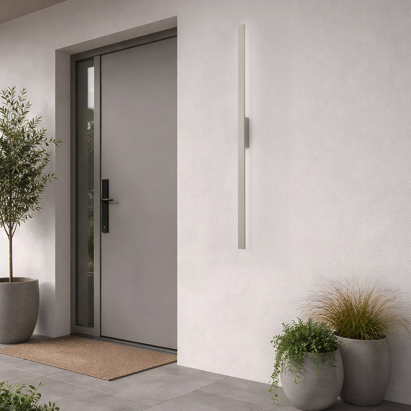 LED-Wandleuchte Demi L, sand, Aluminium, Höhe 144 cm, IP54 günstig online kaufen