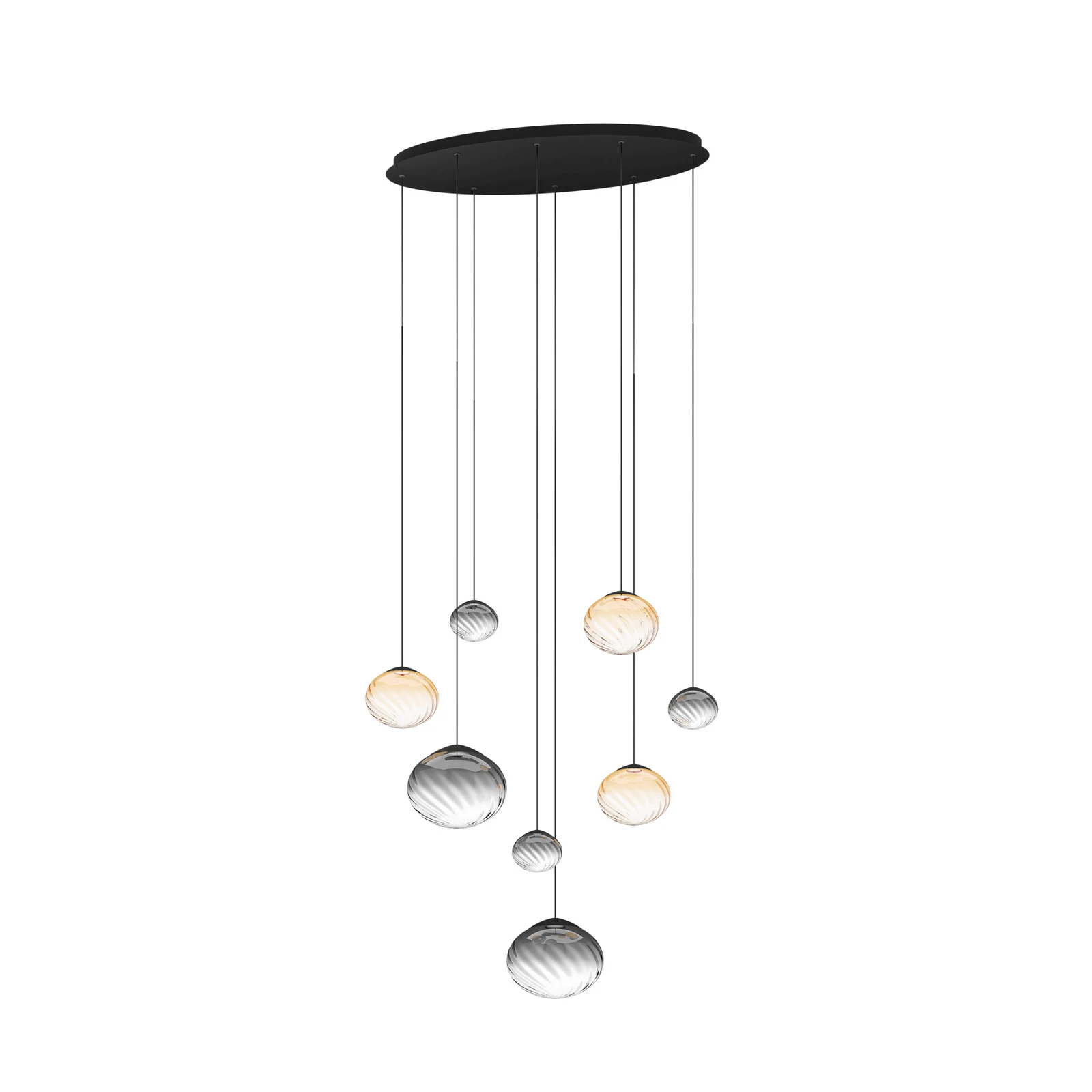 Stars of Light Pantoja Hanging Light, Black/Amber, 96cm, 8-bulb