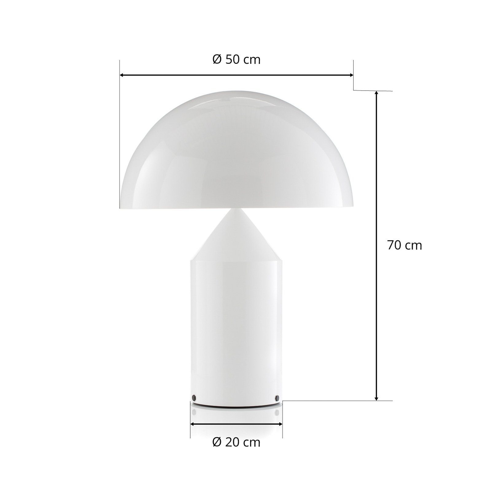 Oluce Atollo bordslampa med dimmer Ø50cm vit