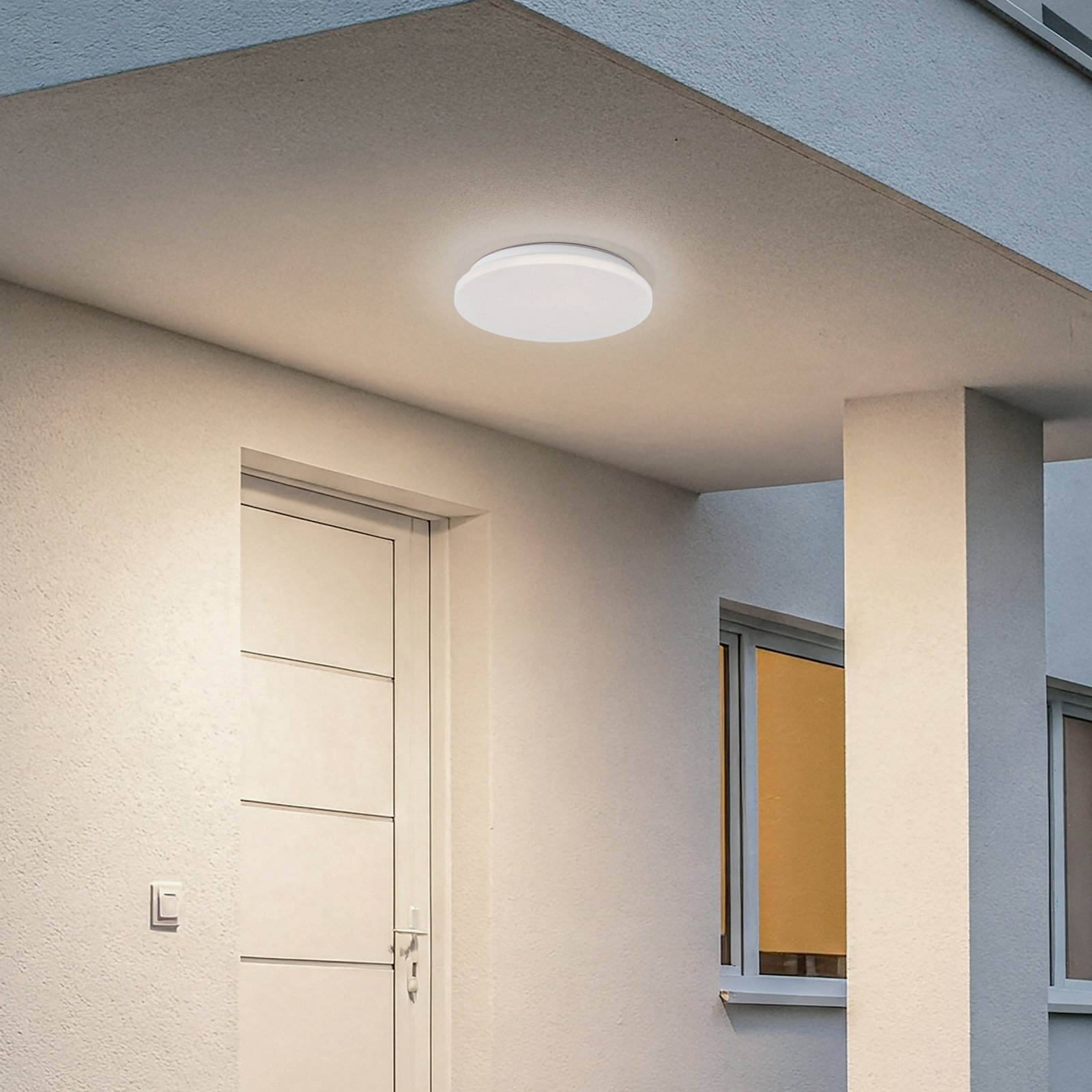 Lindby LED-Außendeckenleuchte Kirkola, 4000 K, Ø 34 cm, weiß