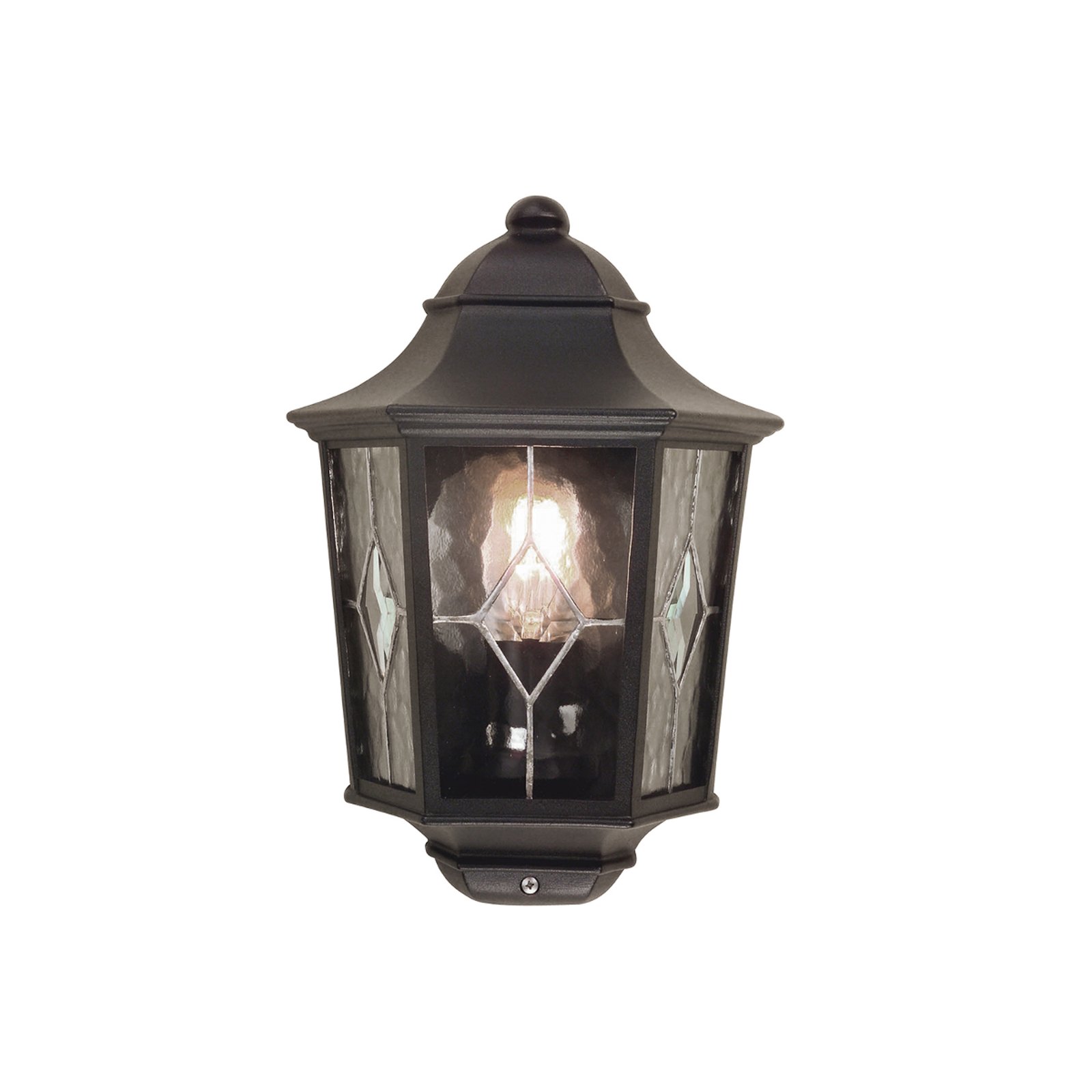 Norfolk outdoor wall light, half lantern, black
