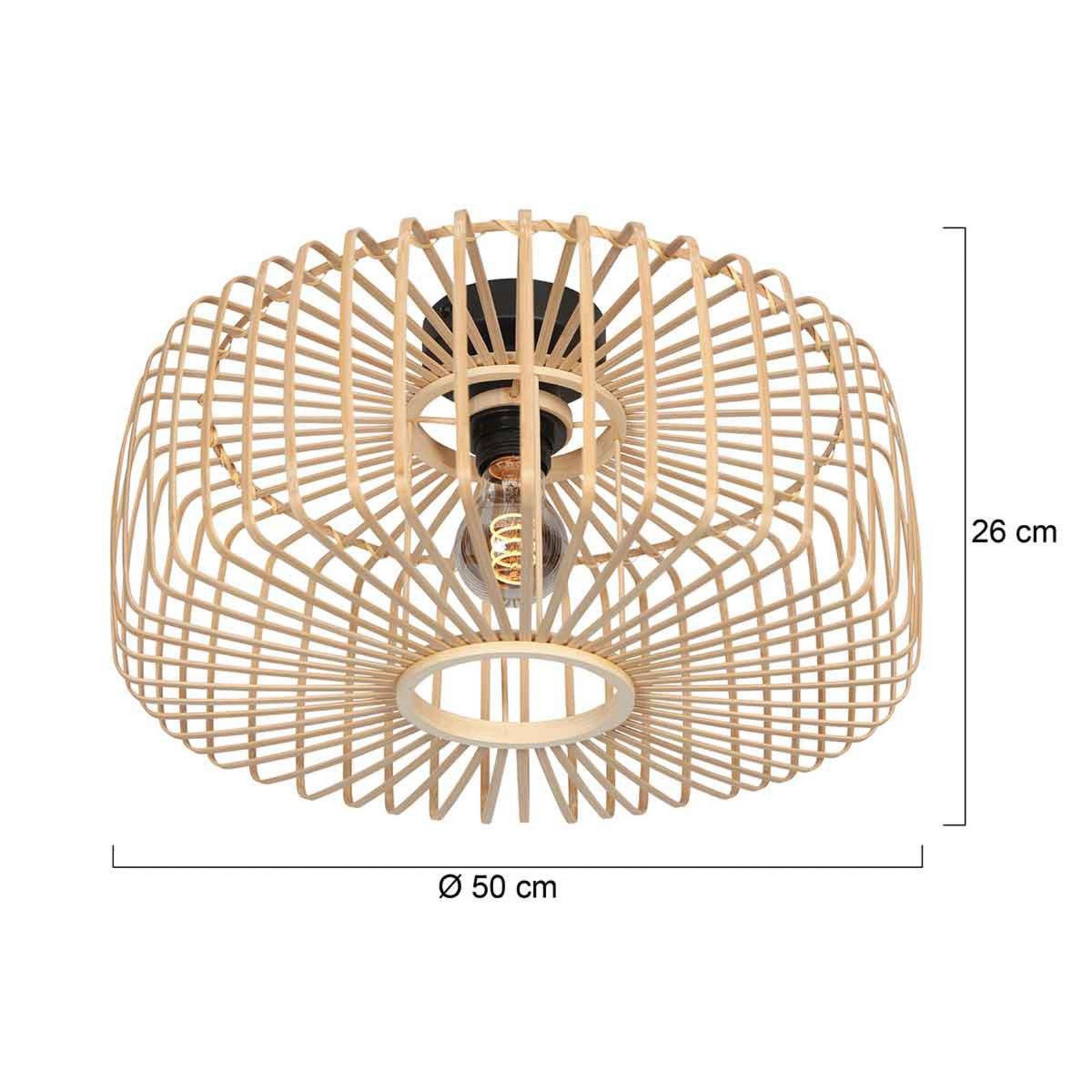 Bloeba ceiling light, Ø 50 cm, wood, natural, E27
