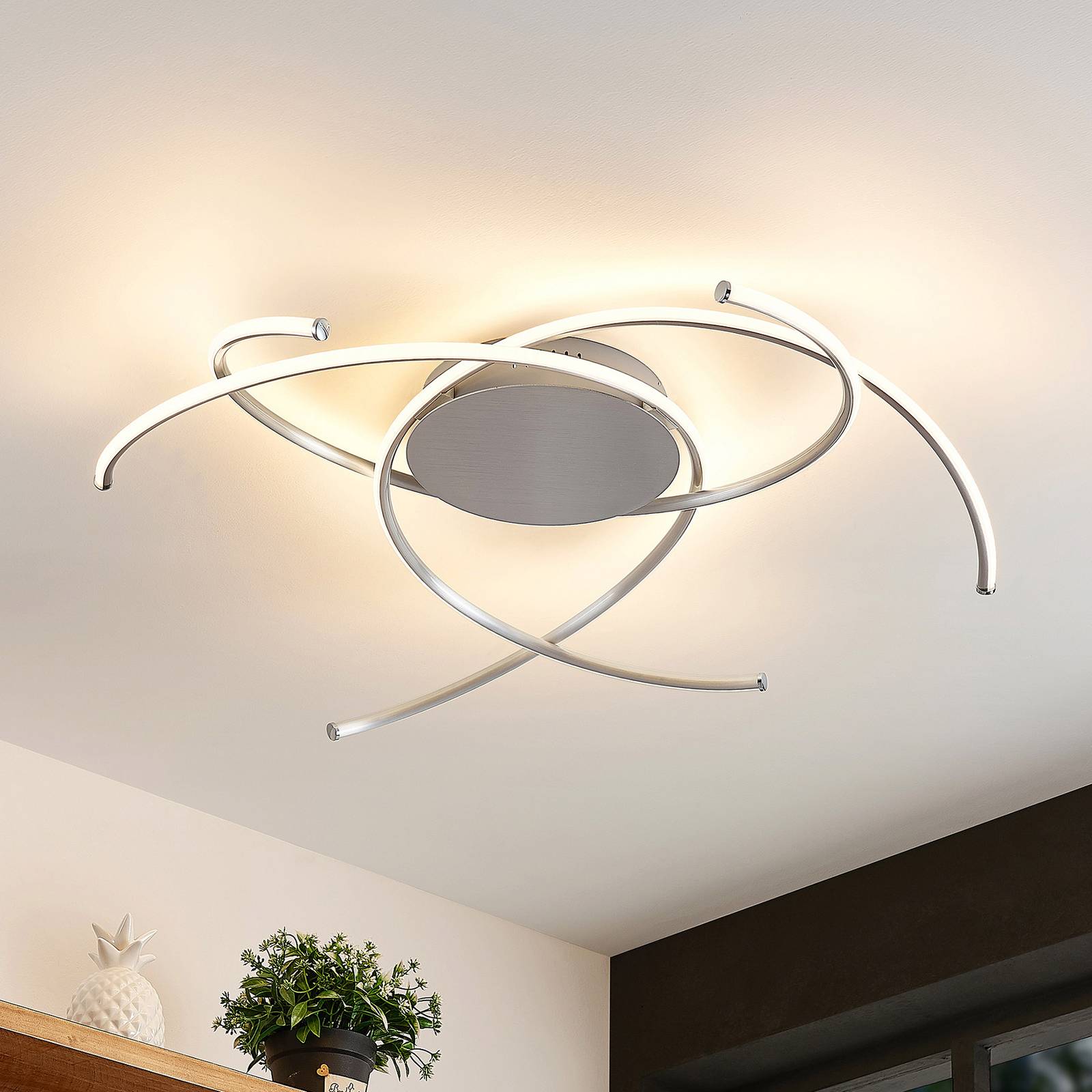 Lindby Yareli LED plafondlamp, zilvergrijs