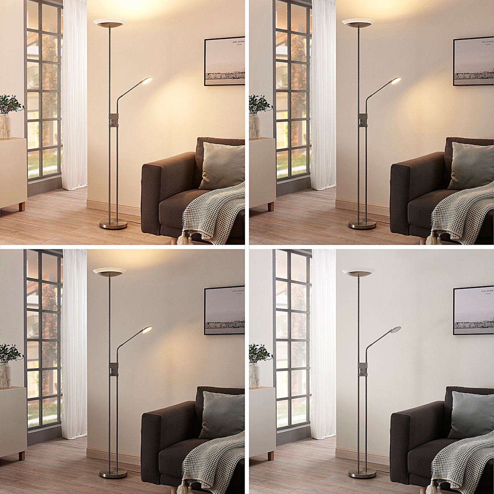 Jonne LED Stehleuchte Satin Nickel - Lindby