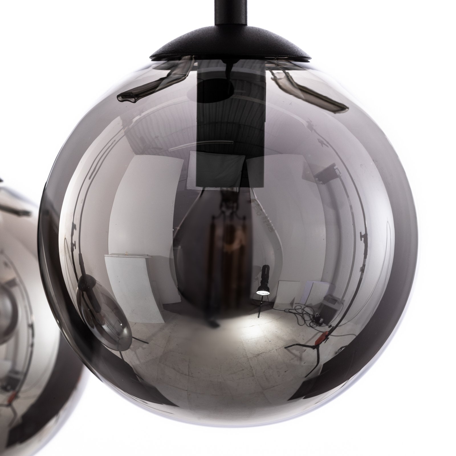 Glassy hanglamp, 3-lamps, rond, zwart, grafiet, glas