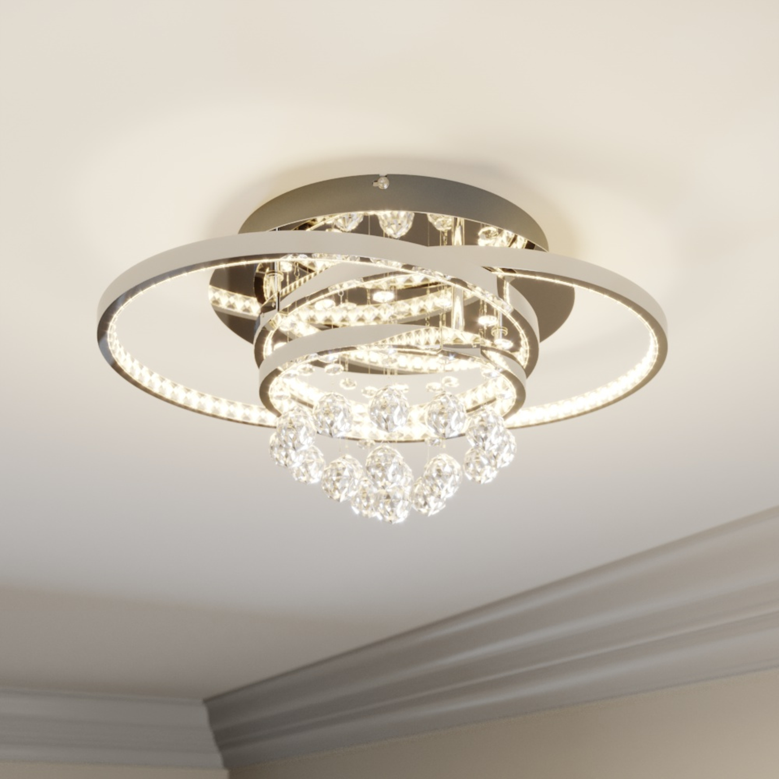 Lucande Keely LED-Deckenleuchte Kristall
