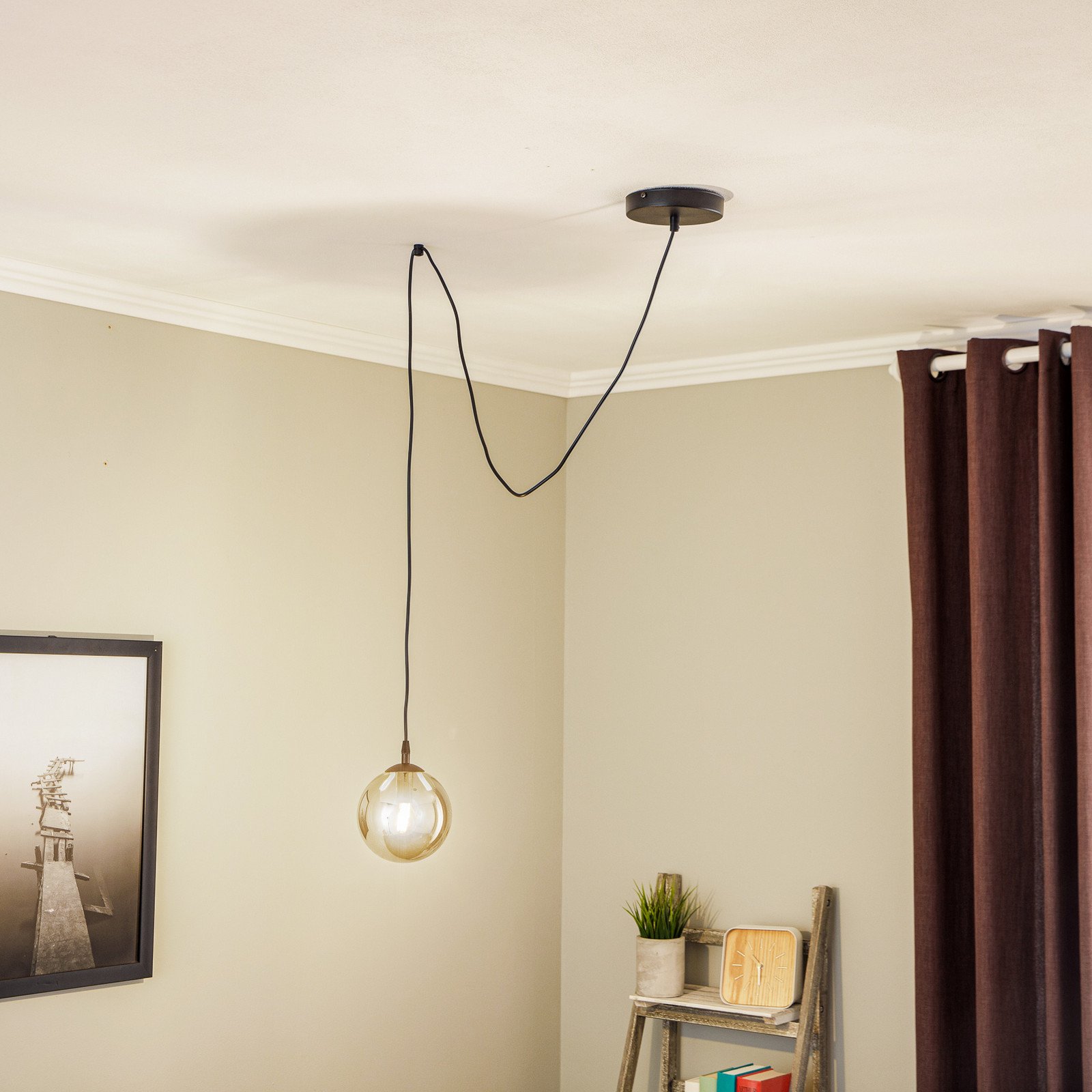 EMIBIG LIGHTING Lampă suspendată Glassy decent negru grafit sticlă 14cm - Camera de zi / sufragerie - Modern