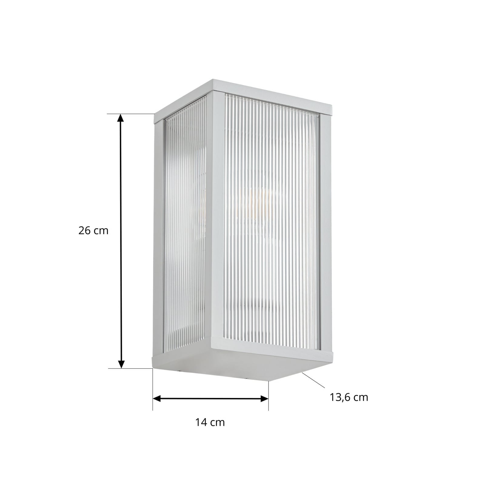 Venkovní nástěnné svítidlo Peldar, 26 cm, šedá/rýhovaná, IP44 – Lindby