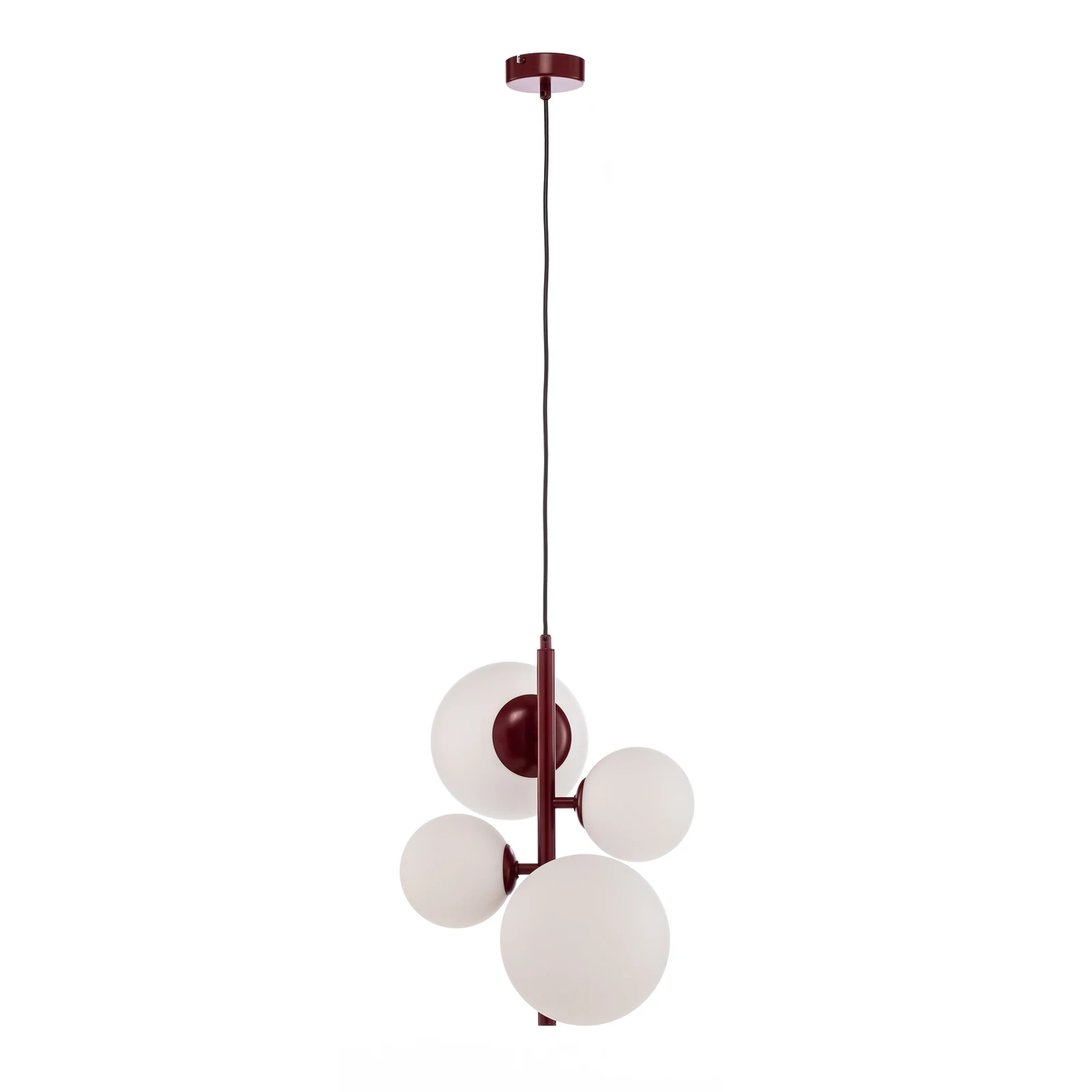 Závesné svietidlo Joel, vínovočervené/biele, 4-plameňové