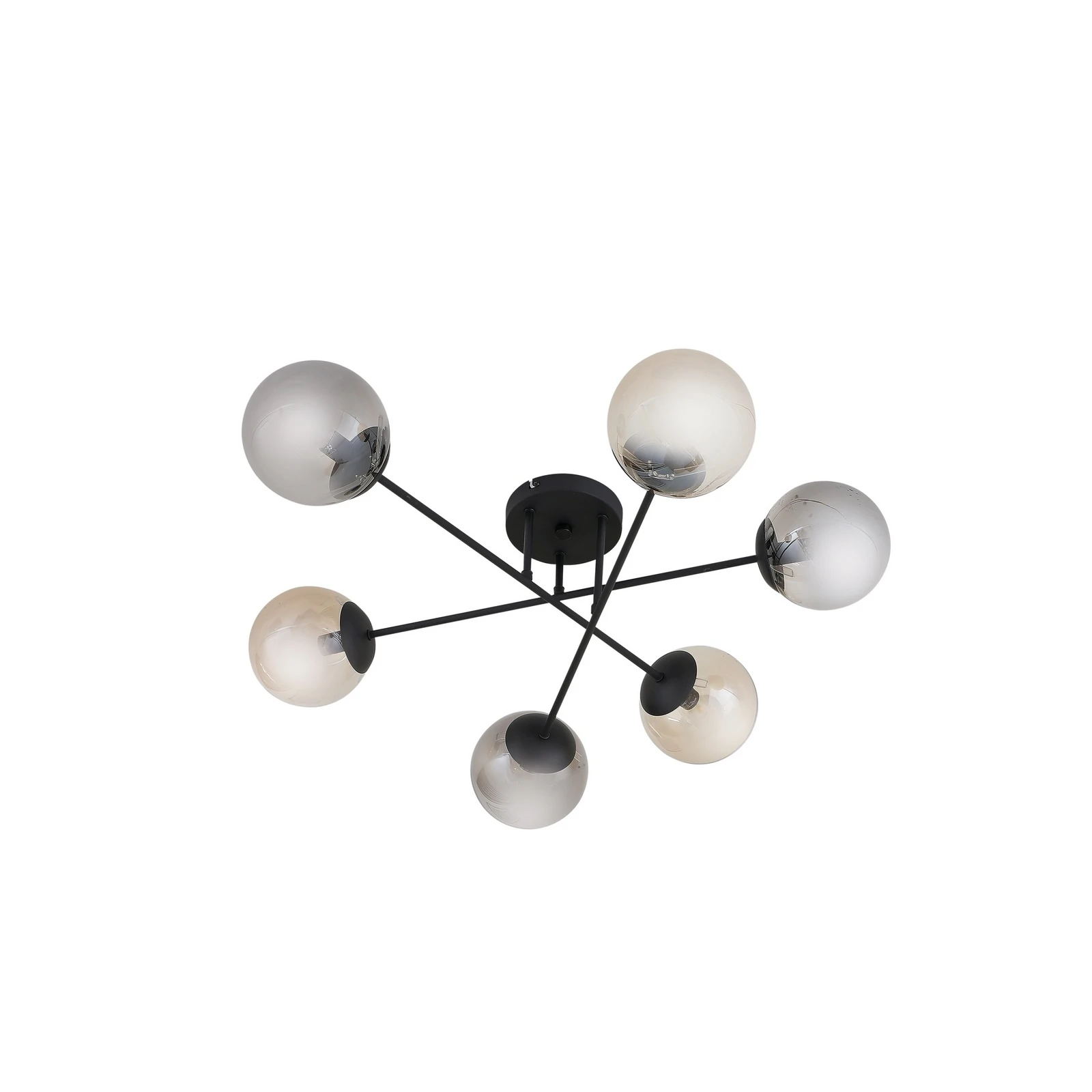 Lindby Isamer ceiling light, smoke grey/amber, Ø 80 cm, globe