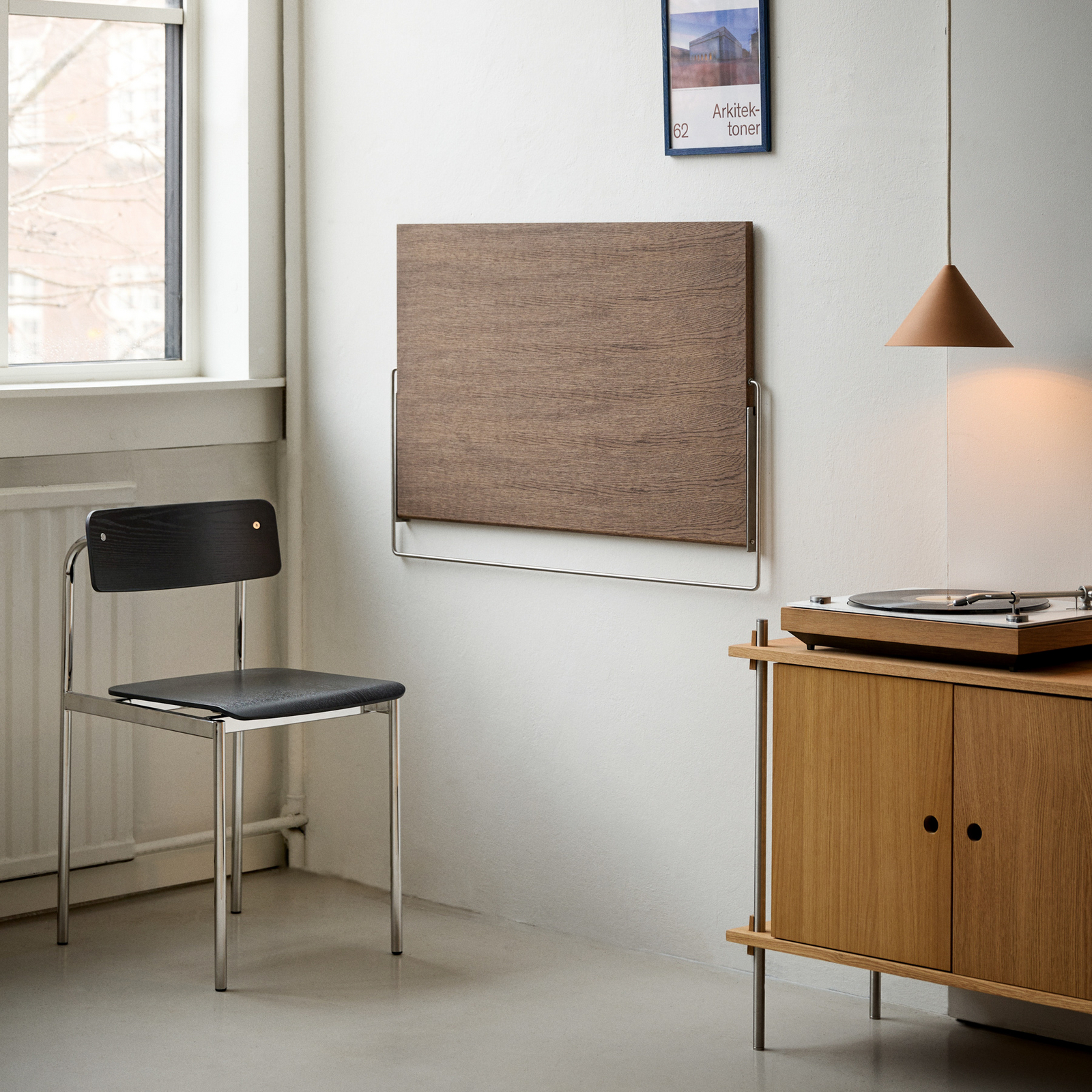 Table pliante murale Fold-out Desk, bois foncé, 90 cm, chêne - Moebe