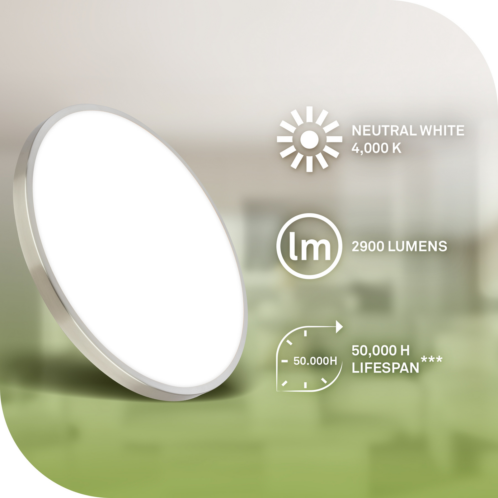 Plafonieră LED Kaida nichel mat, Ø 30 cm, EEK A, 4.000 K Plafonieră LED Kaida nichel mat, Ø 30 cm, EEK A, 4.000 K