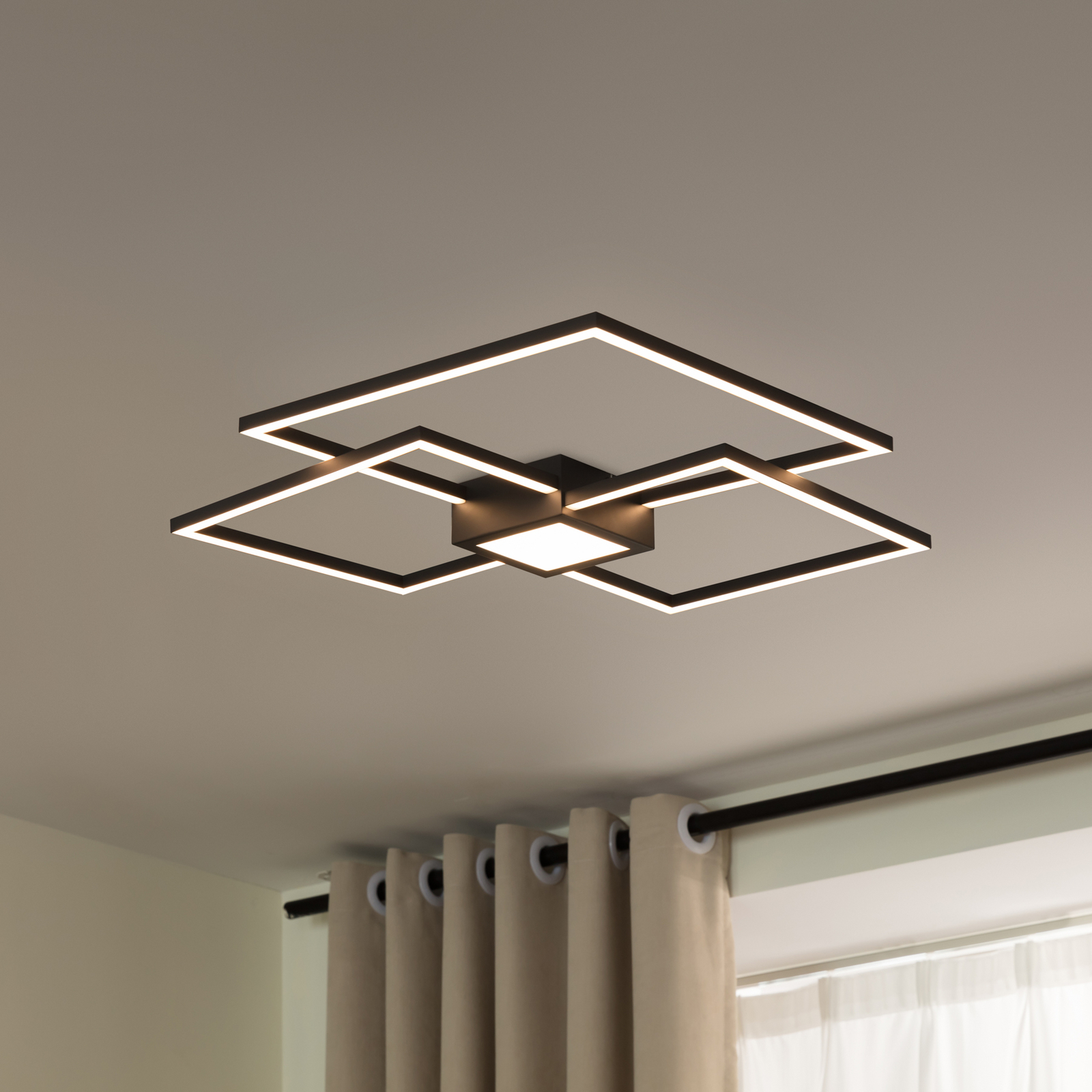 Lindby Duetto plafonnier LED anthracite 38 W