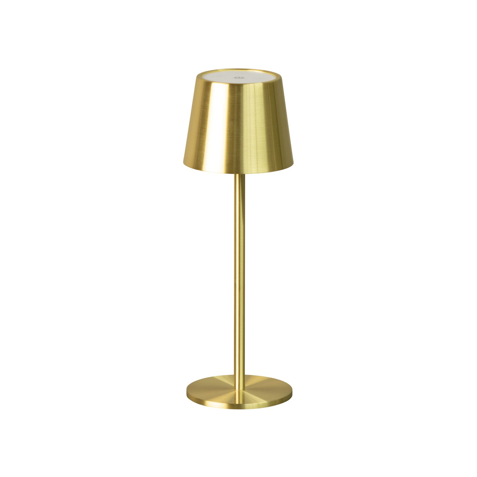 LED-Akku-Tischlampe Roxi, messingfarben, Metall, IP54 Dimmer