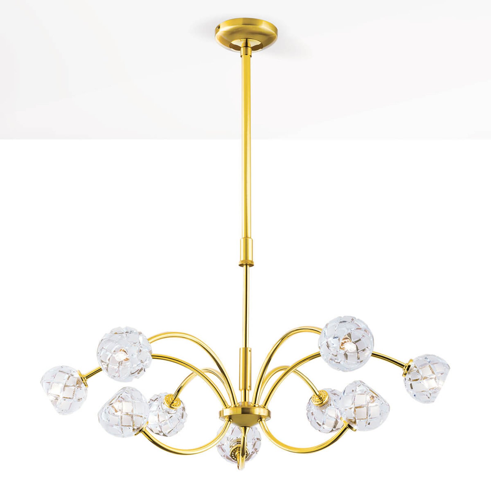 Viseća lampa od olovnog kristala Maderno, zlatna, 69 cm