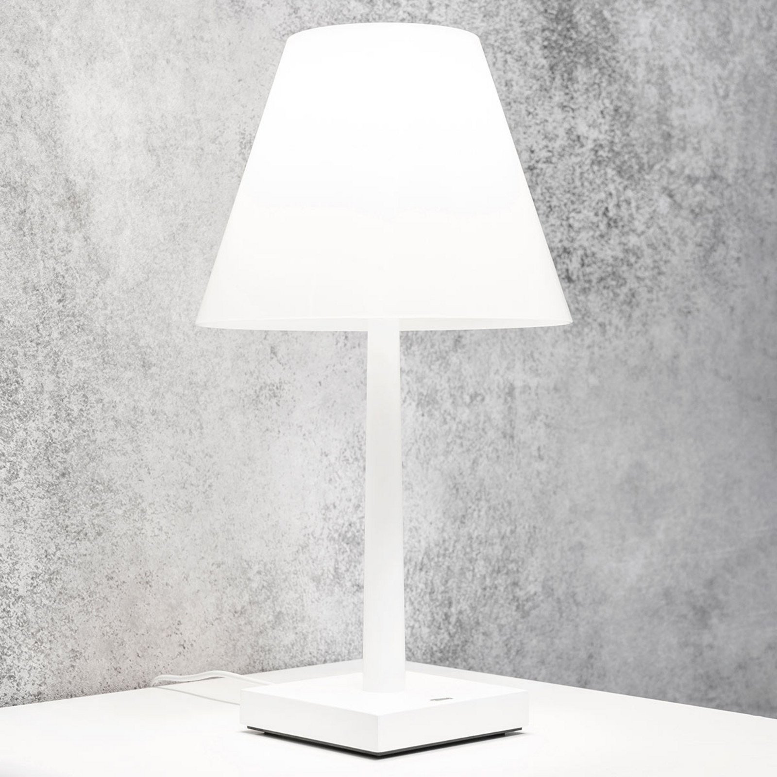 Rotaliana Dina+ Lampă de masă LED reîncărcabilă alb/alb - Camera de zi / sufragerie - design - alb mat alb lucios - Metal