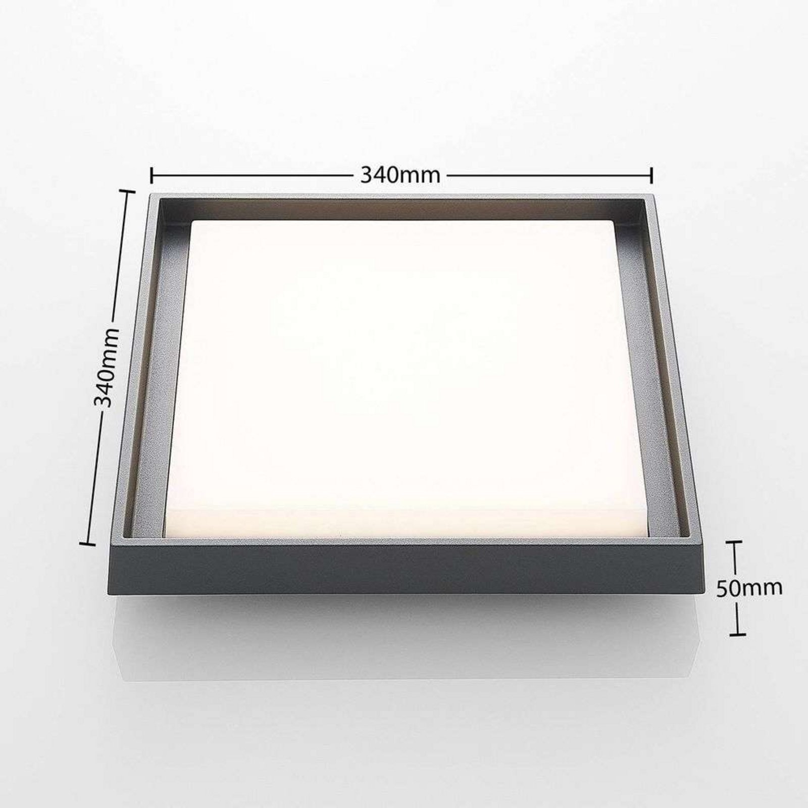 Birta LED Square Plafonieră de Exterior 34x34 Dark Grey - Lucande