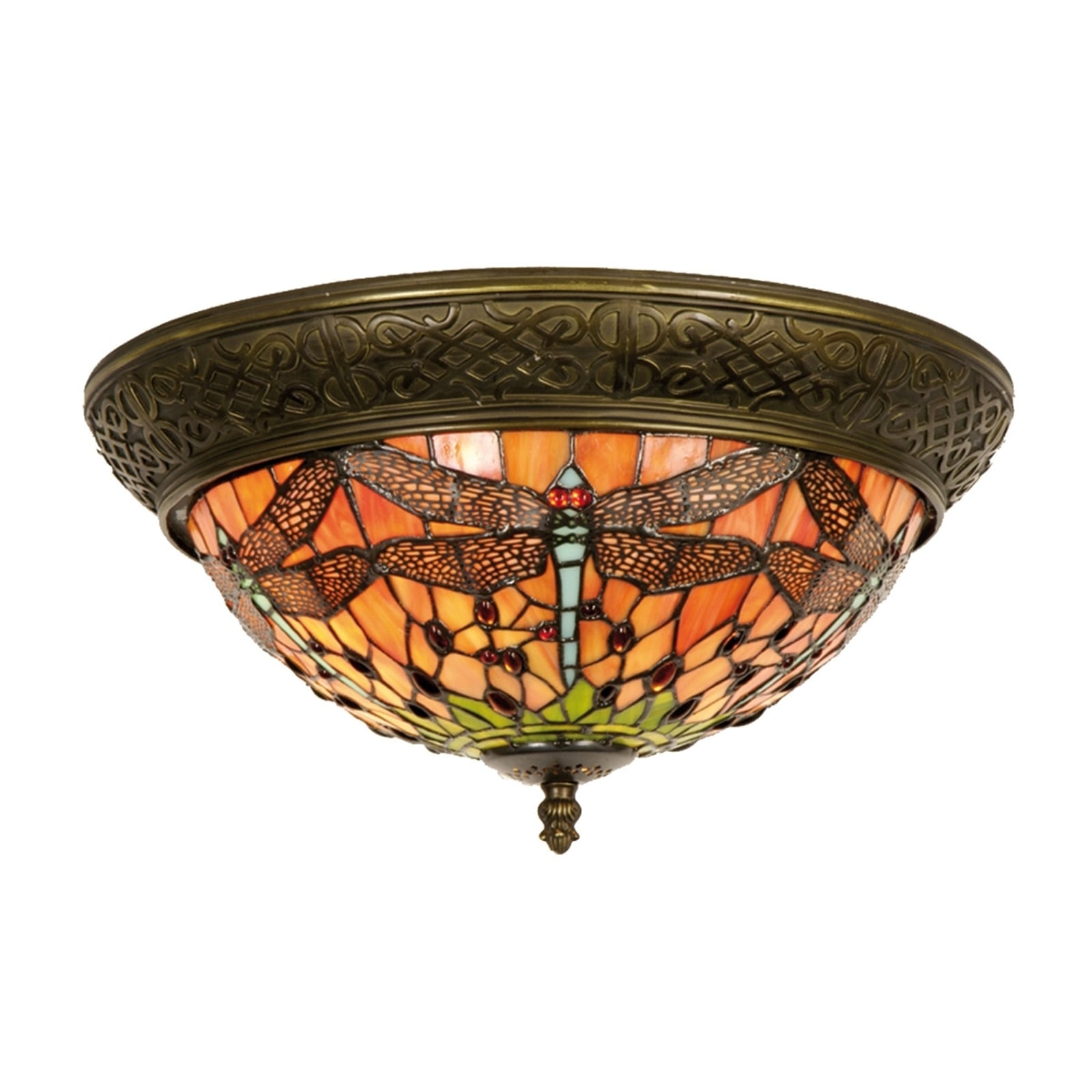 Clayre & Eef Gorgeous ceiling lamp Bella, Tiffany-style 38 cm, for Living / Dining Room, glass, metal, E14, 40 W, energy efficiency: A++, H: 19 cm