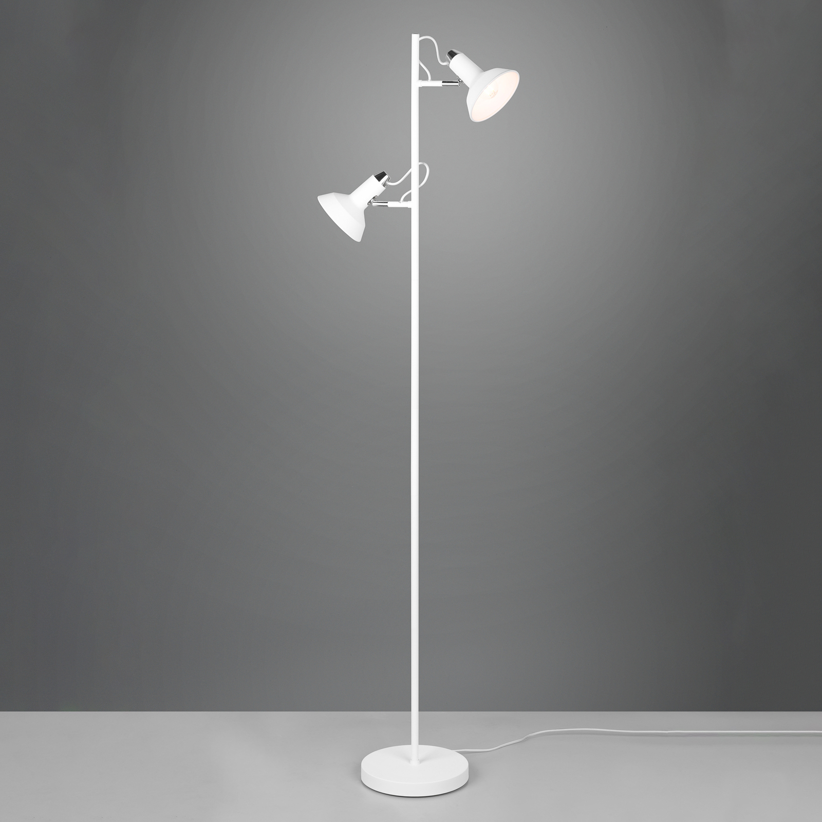 Lámpara de pie Roxie, orientable, 2 luces, blanco mate