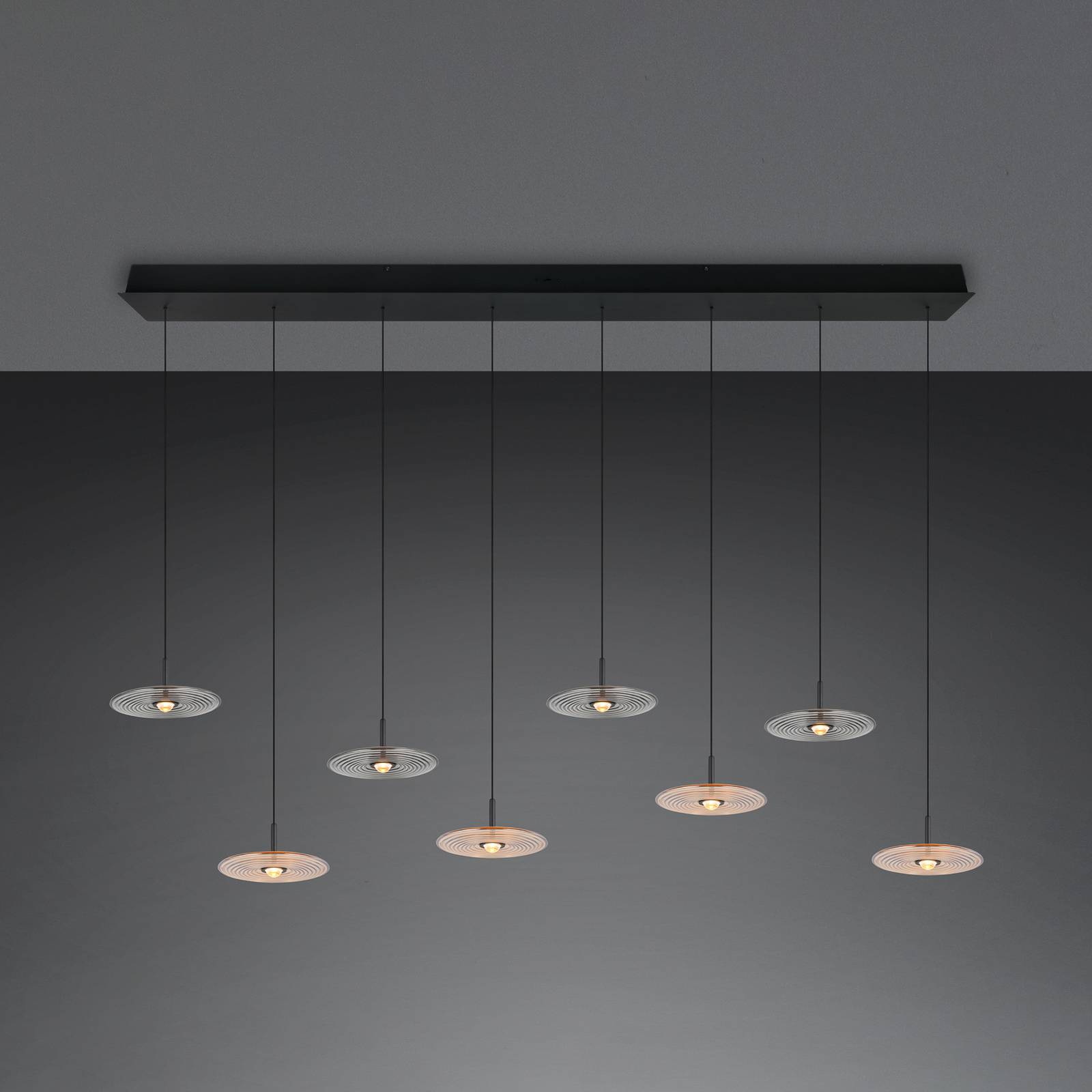 Trio Lighting LED hanglamp Sirena zwart/amber/rookkleurig 167 cm glas 8-lamps