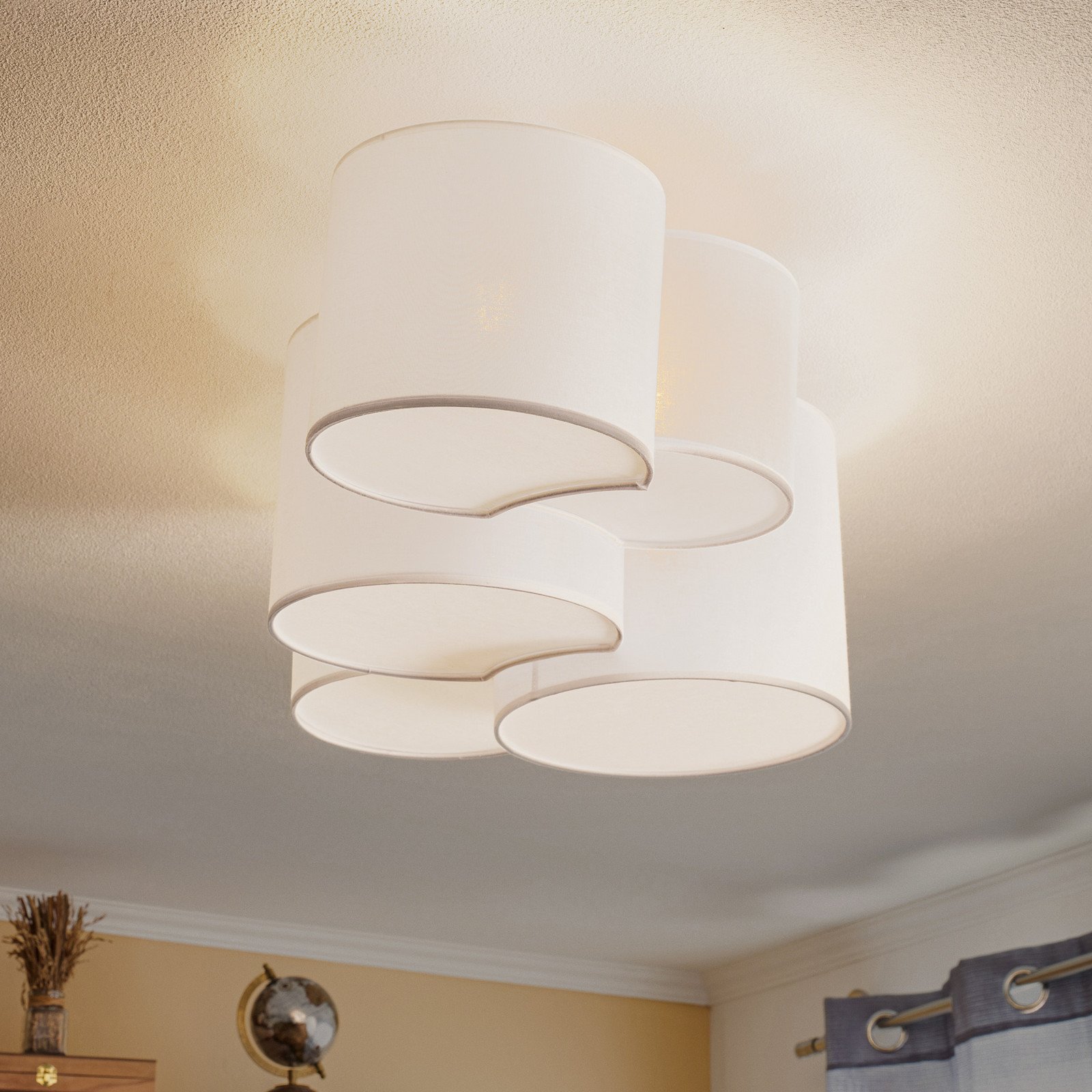TK Lighting Plafonieră Mona cu 5 becuri alb - dormitor - Modern - Țesătură / Textil