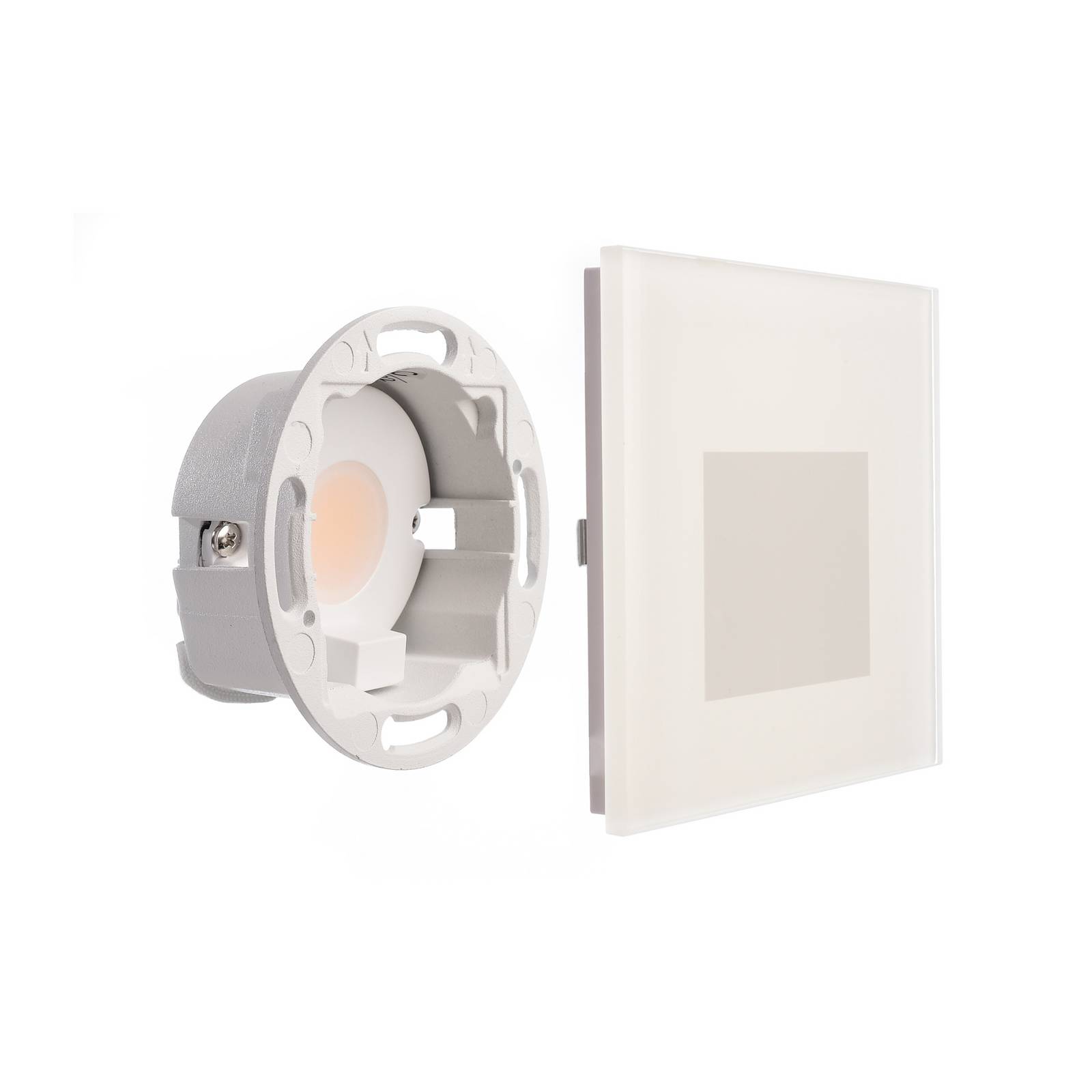 Deko-Light LED wand inbouwlamp SET Alwaid, mat glas, 8 x 8 cm, 2.700 K
