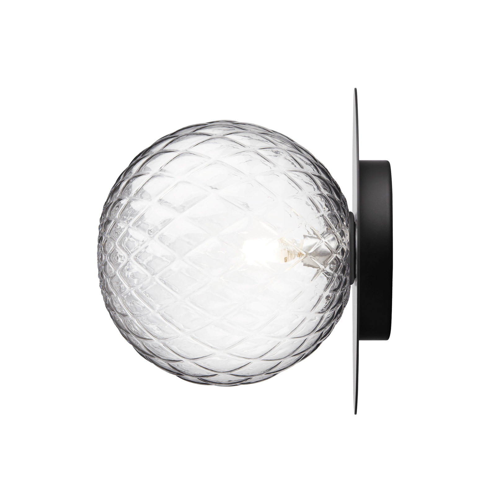 Liila 1 wall light, black/clear, Ø 25.5 cm, IP 44 - Nuura