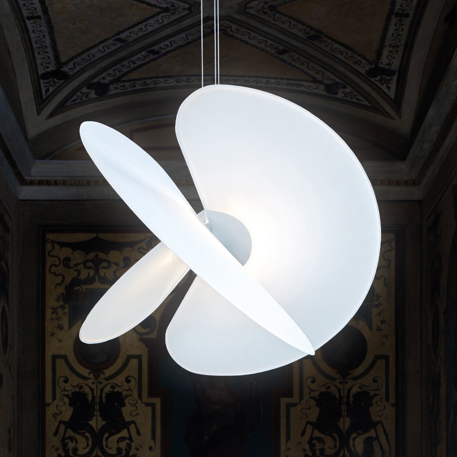 Luceplan Levante lampă suspendată LED albă Ø60cm 28W - Camera de zi / sufragerie - Design - Metal